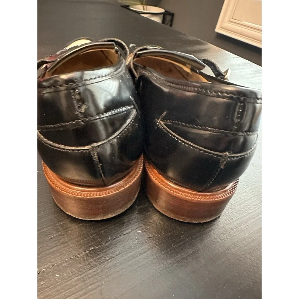 Vtg Robert Clergerie Paris Tassel Black White Patent Leather Shoes Loafers 37 -7